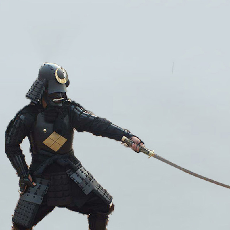 Japanese Warrior Helmet Replica Black Iron Film Prop Armor Display Ornament - Image 4