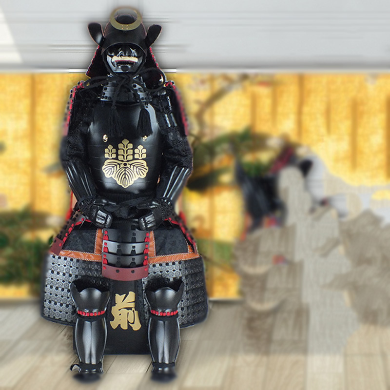 Japanese Warrior Helmet Replica Black Iron Film Prop Armor Display Ornament - Image 3