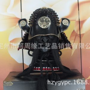 Wearable Japanese Kabuto-Style Helmet Replica with Eagle Hook Nose Copper Carving, Film Prop