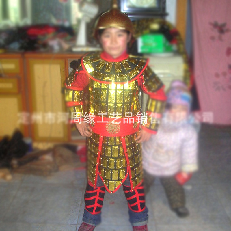 Golden Alloy Children's Armor Replica, Chinese & Japanese Film Prop Style - Image 4