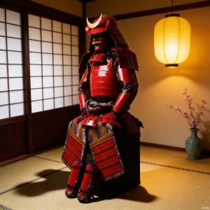 Wearable Japanese Samurai Armor Replica, Red Finish, 160 cm Display Piece