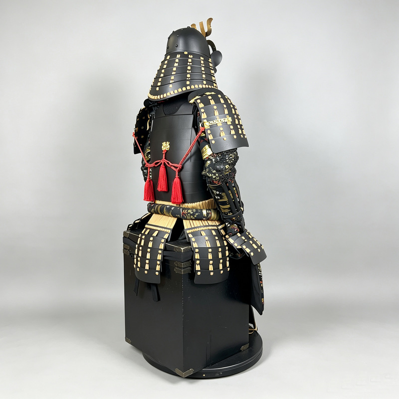 Japanese-style Samurai Armor Replica in Black and Gold with Auspicious Patterns for Display - Image 4