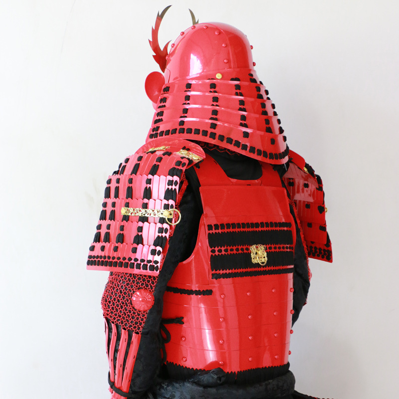 Wearable Japanese Samurai Armor Body Suit, Red Classical Style, Iron Construction, Display Replica - Image 4