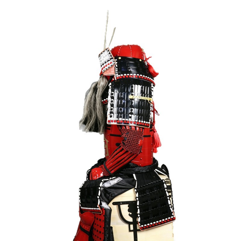 Japanese Samurai Armor Ornament Model, Handmade Iron Desktop Collectible, Wooden Box Display Piece - Image 5