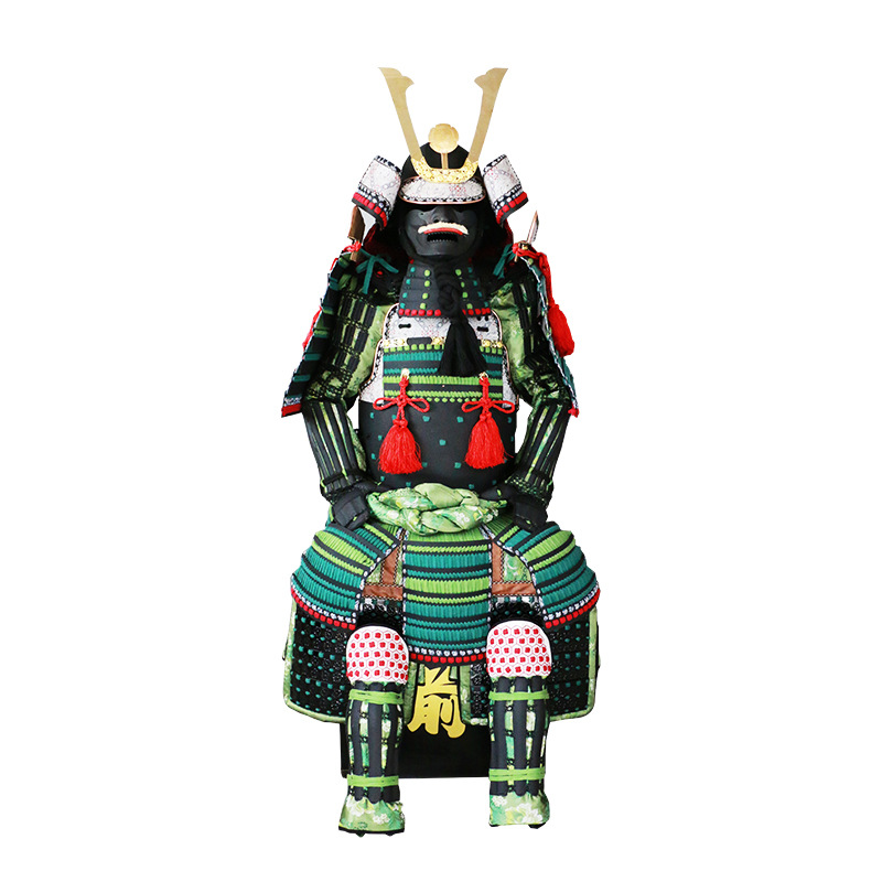 Wearable Japanese Sengoku Warrior General Kabuto Helmet Replica, Iron, Handcrafted Green Finish - Image 5