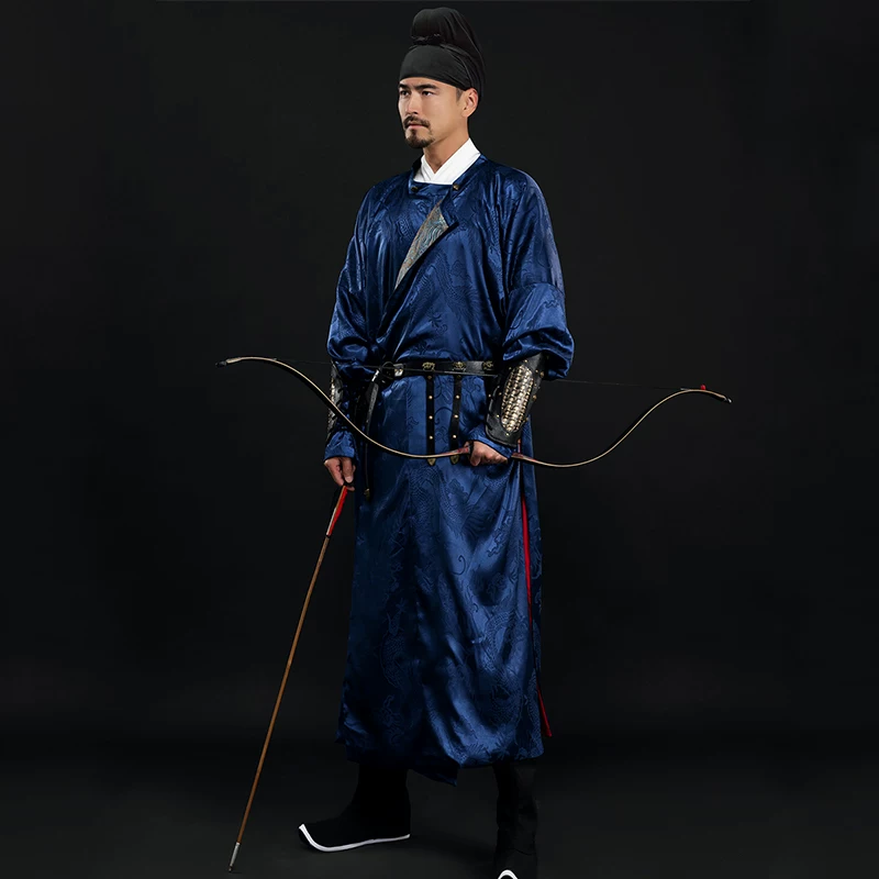 Authentic Original Tang-Style Quekua / Round-Collar Robe, Restored Jacquard Satin Unisex Hanfu - Image 4