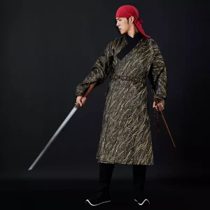 Genuine Unisex Cross-Collar Zhishen Hanfu 2026, Original Gilt Gold-Woven Wuxia Armor Inner Long Robe