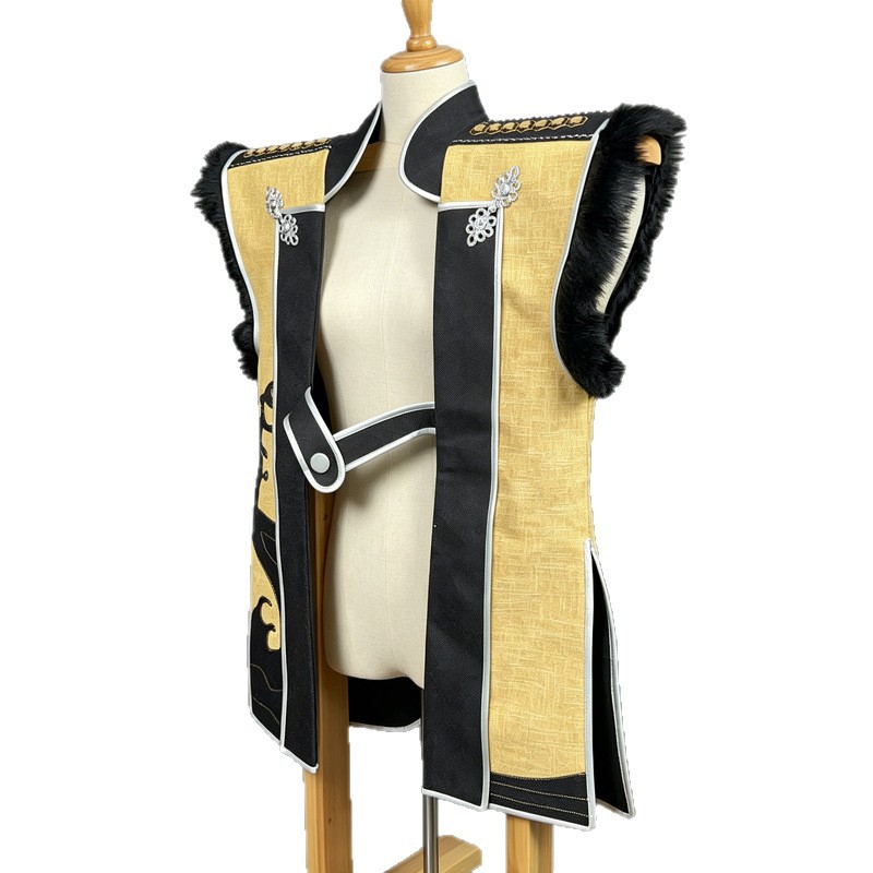 Chinese-Style Patchwork Buckle Vest, Japanese Sengoku-Style Sleeveless Jinbaori for Cosplay - Image 5