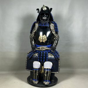 Japanese-style Samurai Armor Replica Set, Blue Thread on Black, Display Craft Armor