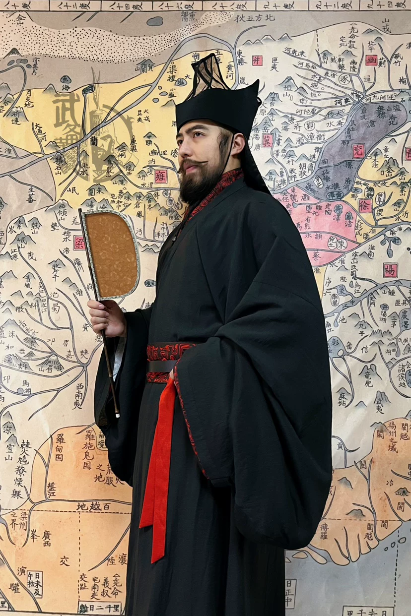 Han dynasty Hanfu Hanfu zhiju robe Han royal clan dark robe Han dynasty official attire Han army - Image 4
