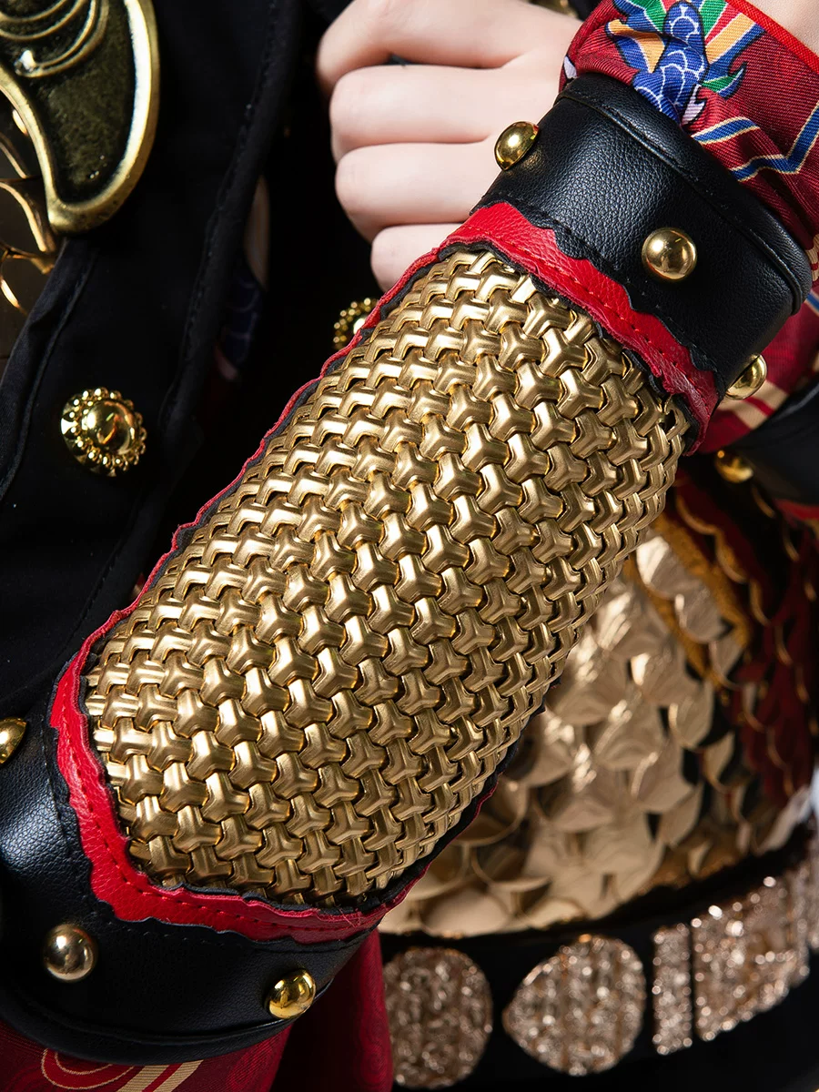 Ming Mountain-Pattern Arm Guards – Gold Chainmail Bracers for Feiyufu & Hanfu - Image 2