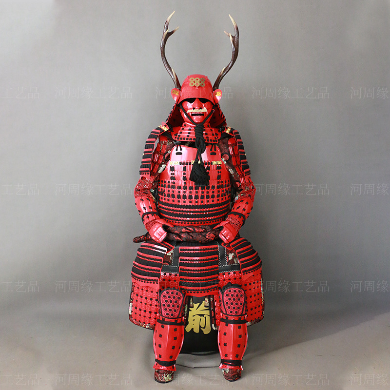 Life-Size Wearable Japanese Samurai Armor Replica, Red Classical Style, Film Prop and Display Suit - Image 3