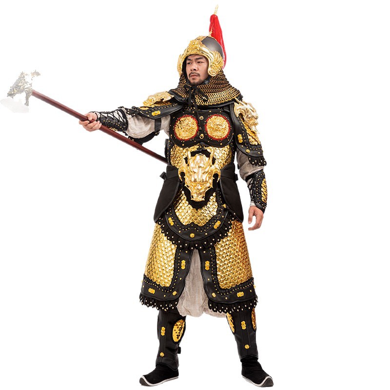 Golden Wave-Patterned Fish Scale Split-Style Armor Set, Film Prop Decoration, General's Armor - Image 5