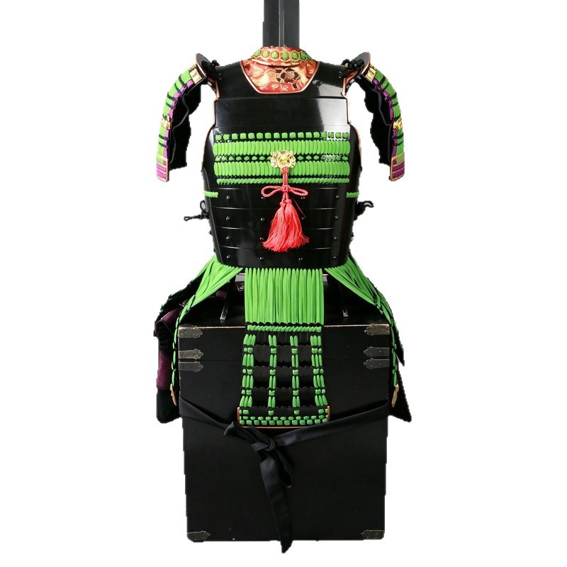 Japanese Sengoku-Style Half-Body Armor Breastplate Display Prop, Iron Construction, Wooden Box Packaging - Image 5