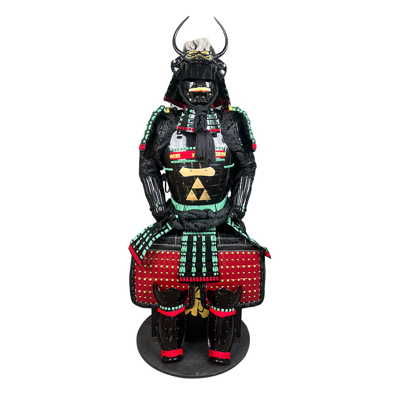 Japanese Samurai Armor Ornament Suit Wearable Black-Red Iron Film Prop - Image 2