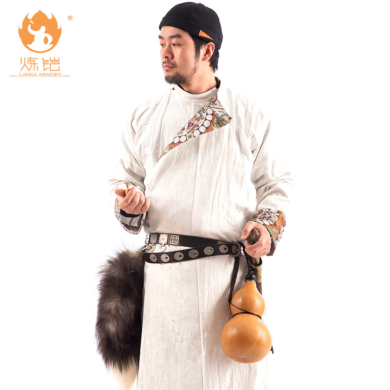 Ming-Style Carved Double-Tailed Leather Belt, Hanfu Accessory, Genuine Leather, Handmade - Image 4