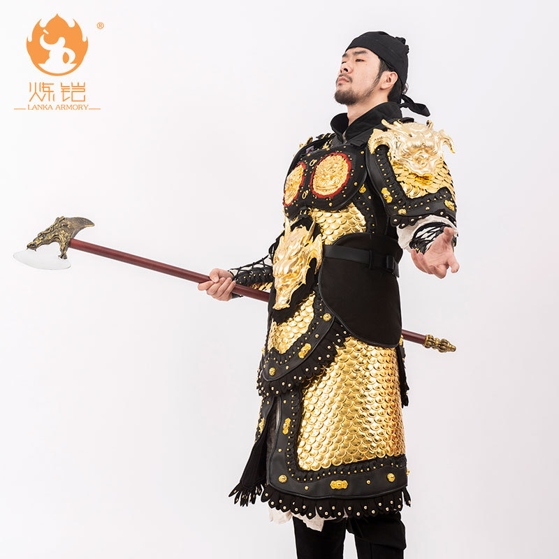 Golden Wave-Patterned Fish Scale Split-Style Armor Set, Film Prop Decoration, General's Armor - Image 2