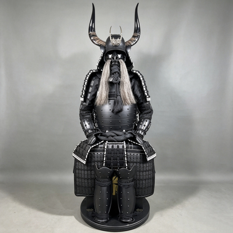 Japanese-style Dark Fantasy Warrior Full-Body Armor Horned Helmet Display Model - Image 2