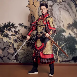 Genuine Ming-Song Mountain-Pattern Metal-Look Split Cosplay Armor, Adult Chinese General Armor