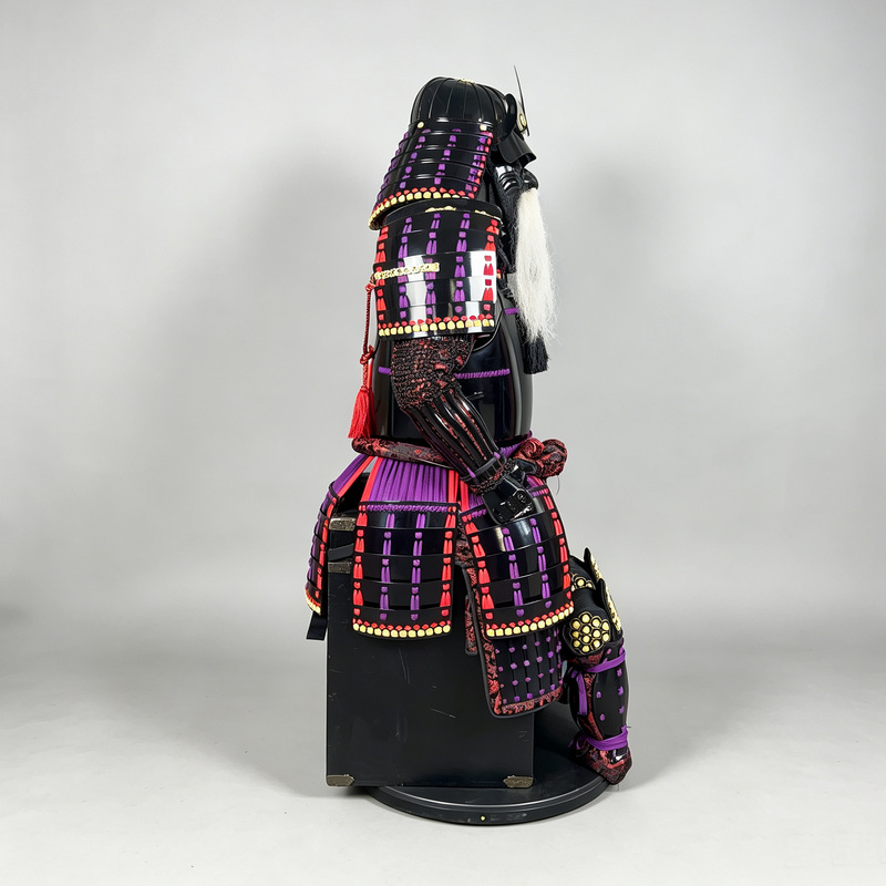 Purple-red Iron Samurai Armor Ornament Vintage Model Home Decor Film Prop - Image 4