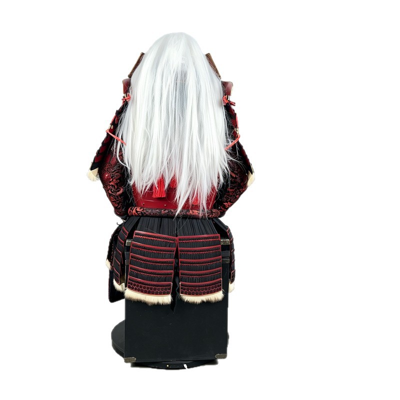 Japanese-style Sengoku Red Lacquer Samurai Armor Set with Golden Family Crest, Display Replica - Image 5