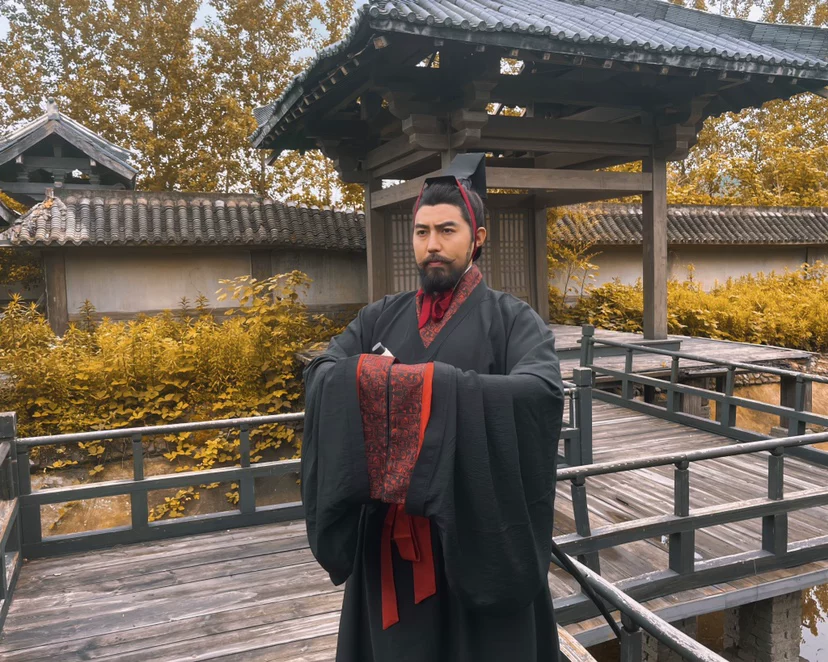 Han dynasty Hanfu Hanfu zhiju robe Han royal clan dark robe Han dynasty official attire Han army - Image 3