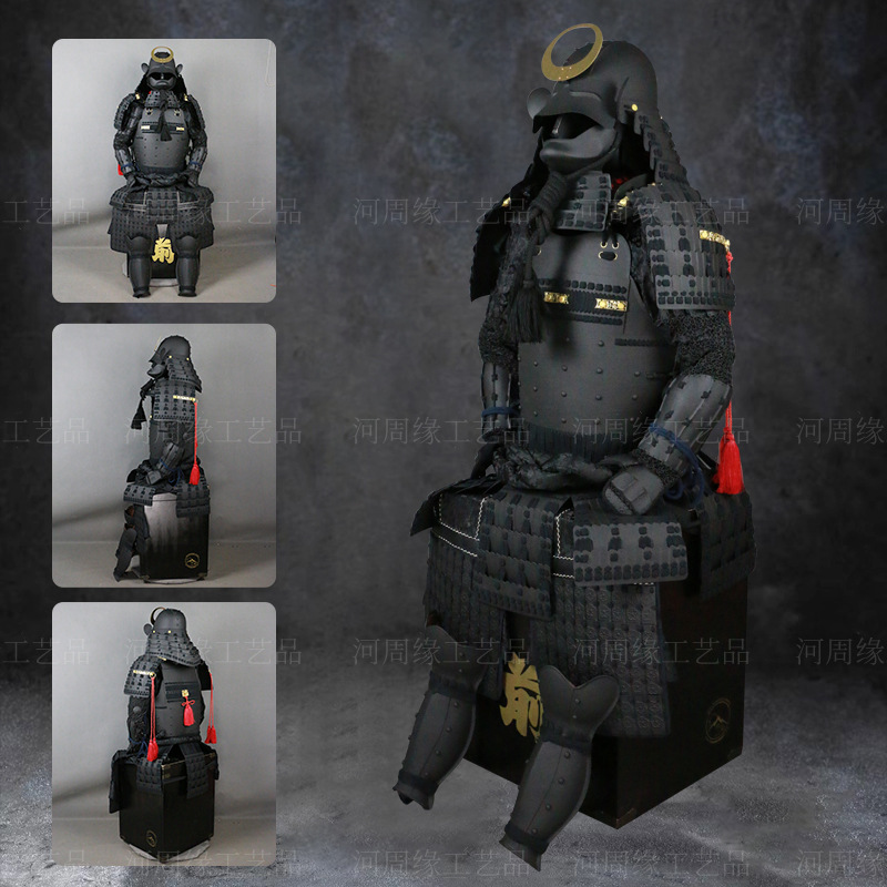Antique-Style Japanese Samurai Armor Ornament, Sengoku Period General Armor Model, Black Iron Display Piece - Image 3