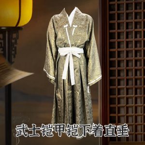 Samurai Armor Suit with Straight Down Style, Japanese Film Prop Replica, Wooden Box Packaging