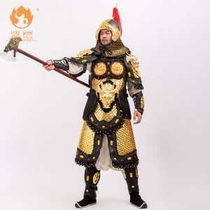 Golden Wave-Patterned Fish Scale Split-Style Armor Set, Film Prop Decoration, General's Armor