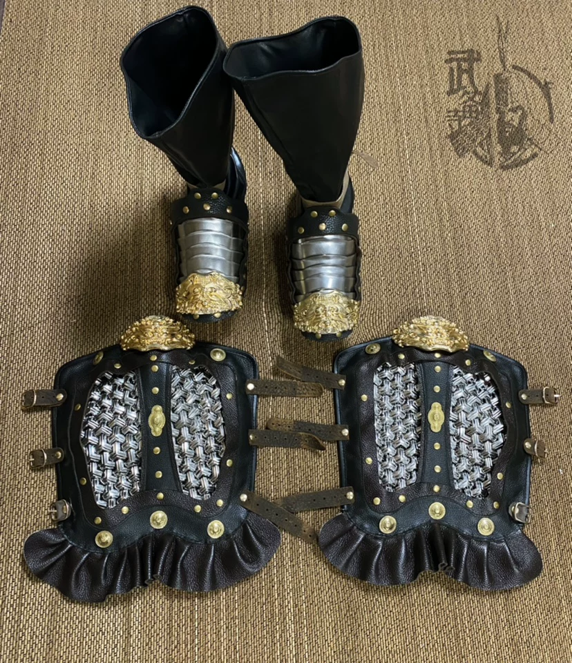 Hanging greave sabatons sabaton hanging greaves kicking combat aid, beast-head boot base, metal leg wraps - Image 2