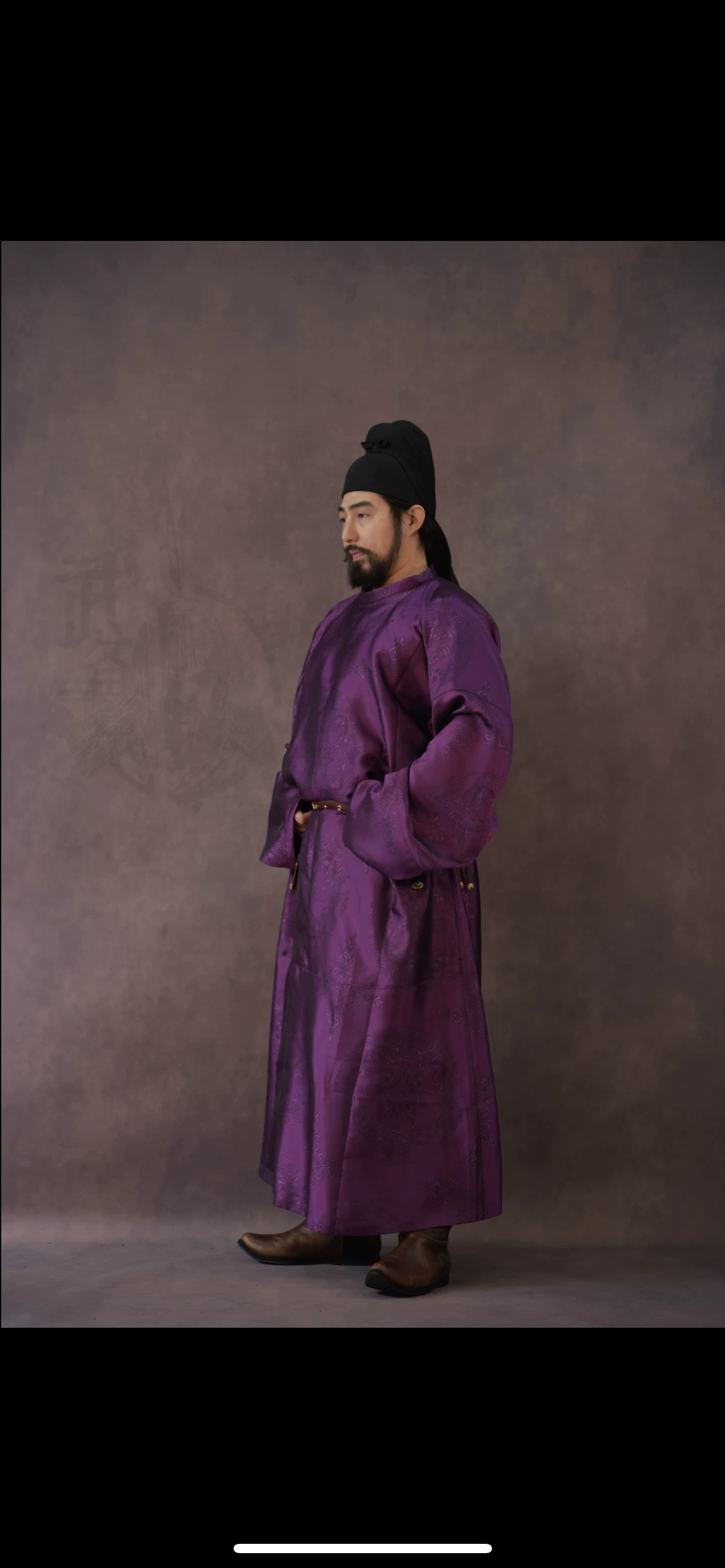 Jinzi Guanglu Dafu purple lan robe ICH baoxiang medallion Tang chancellor lan robe purple round collar - Image 3