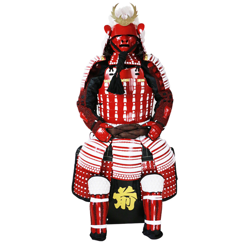 Japanese Samurai Kabuto Helmet Replica Wearable Iron Red-White Classical Craft Ornament - Image 5
