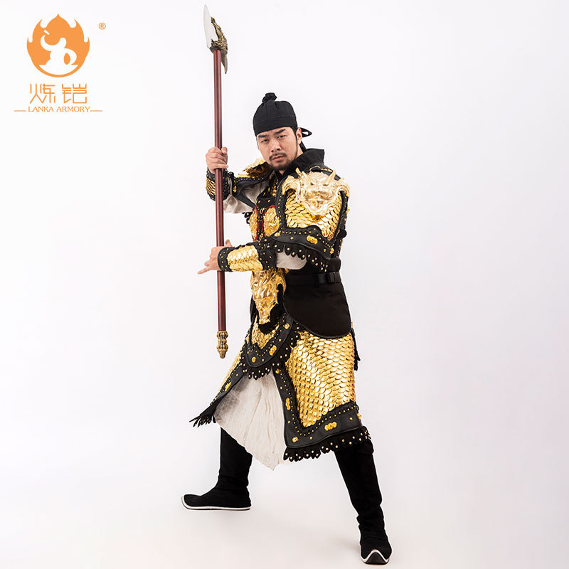 Golden Wave-Patterned Fish Scale Split-Style Armor Set, Film Prop Decoration, General's Armor - Image 4