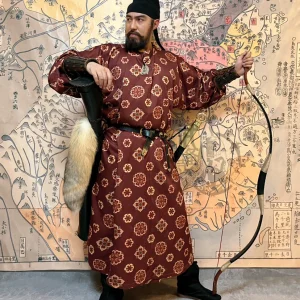 Tang pipa-motif round-collar robe Tang round-collar robe Tang national-treasure pipa round-collar robe