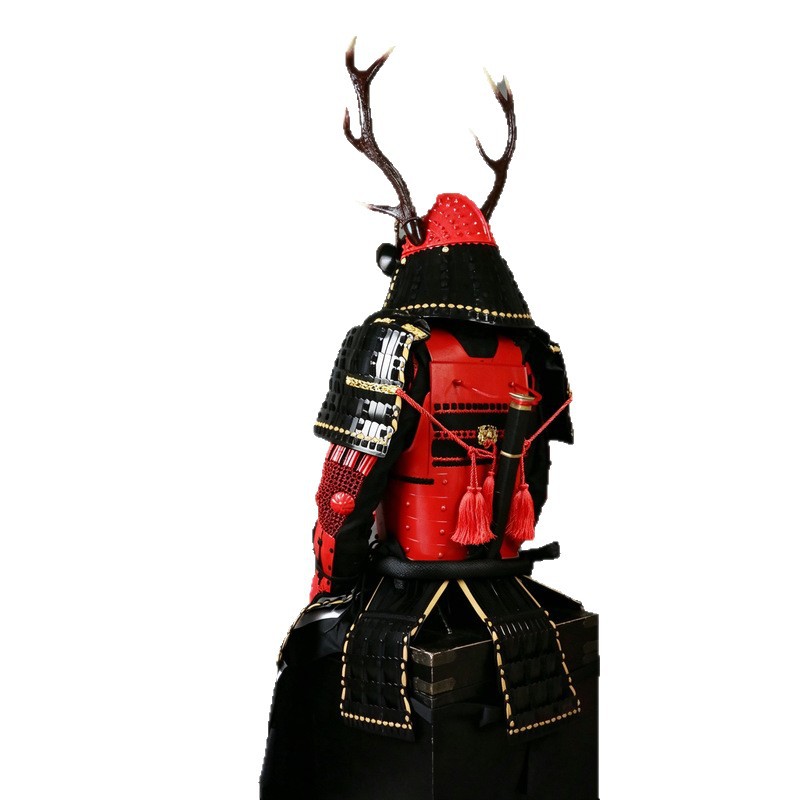 Japanese Sengoku-Period Warlord-Style Samurai Armor, Red Wearable Replica with Wooden Storage Box - Image 5