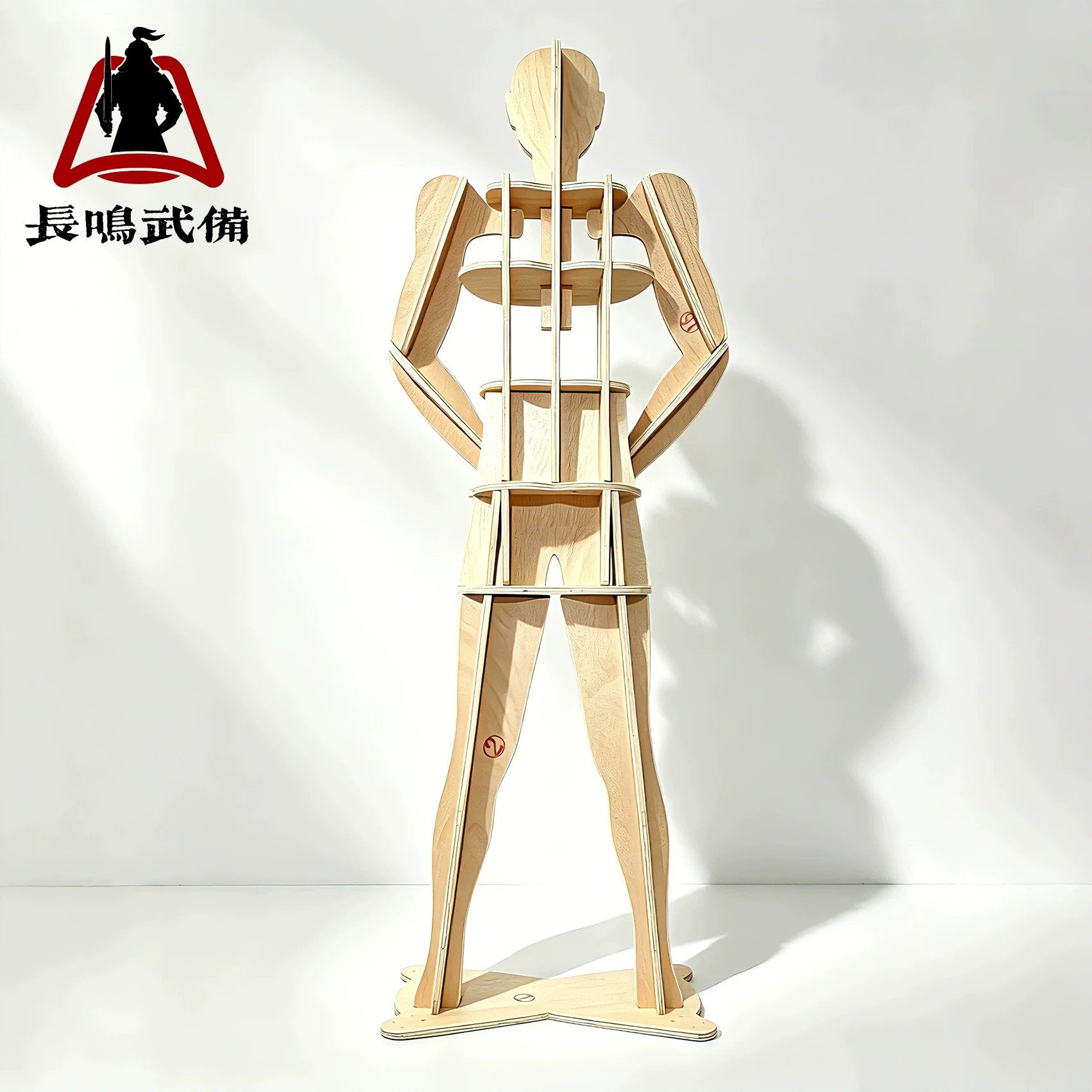 Chinese Armor Human-Form Display Stand, 180cm Wooden Mannequin Frame for Helmet & Armor - Image 4