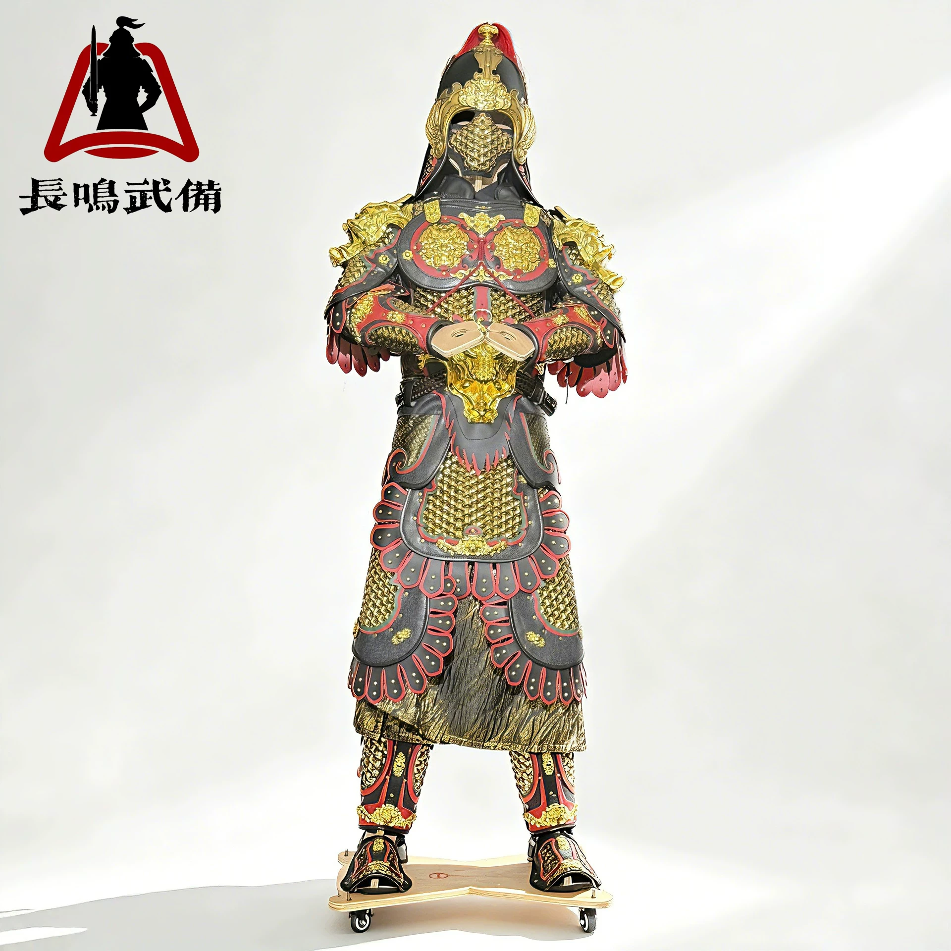 Chinese Armor Human-Form Display Stand, 180cm Wooden Mannequin Frame for Helmet & Armor - Image 5