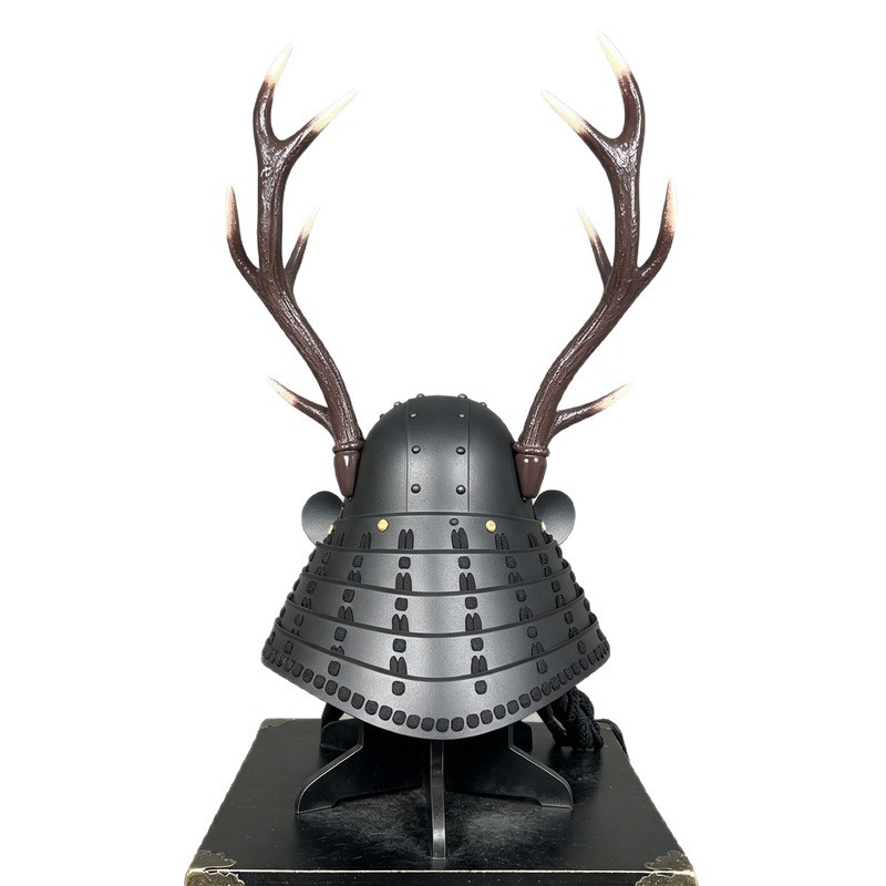 Warring States Period-Style Warrior Helmet with Face Guard, Decorative Iron Display Ornament - Image 5