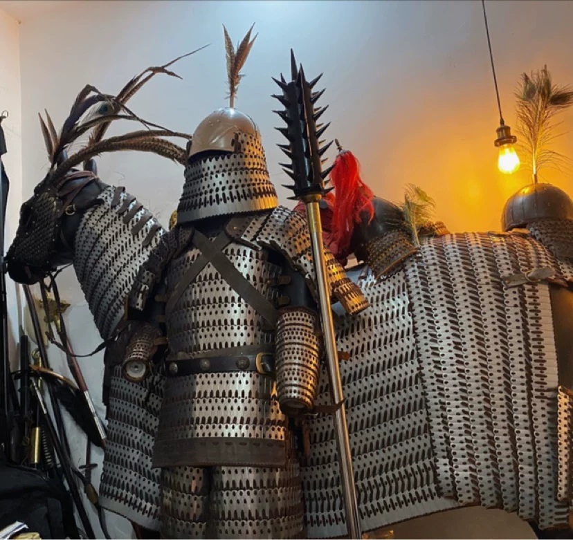 Fully armored cavalry horse armor horse barding Iron Pagoda (Tiefutu) cataphract heavy-cavalry horse armor linked horse cataphract armor - Image 3