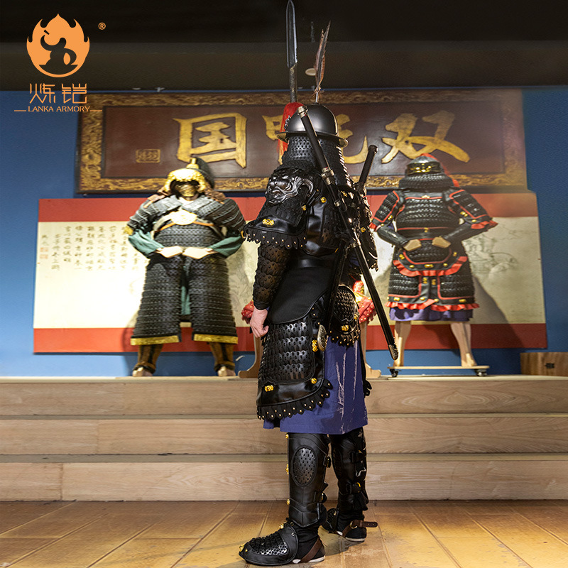 Black Han-Style Martial Arts Armor Set with Metal Arm Guards, Wearable Film Costume Prop - Image 2