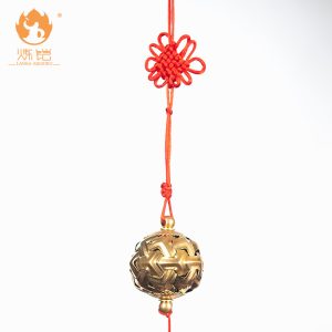 Golden Chainmail Pendant with Chinese-Style Metal Ornaments, Handmade Fortune Ball Charm