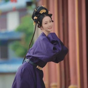 Purple women's round-collar robe restored purple volume women's round-collar robe women's round-collar robe women's round-collar Hanfu