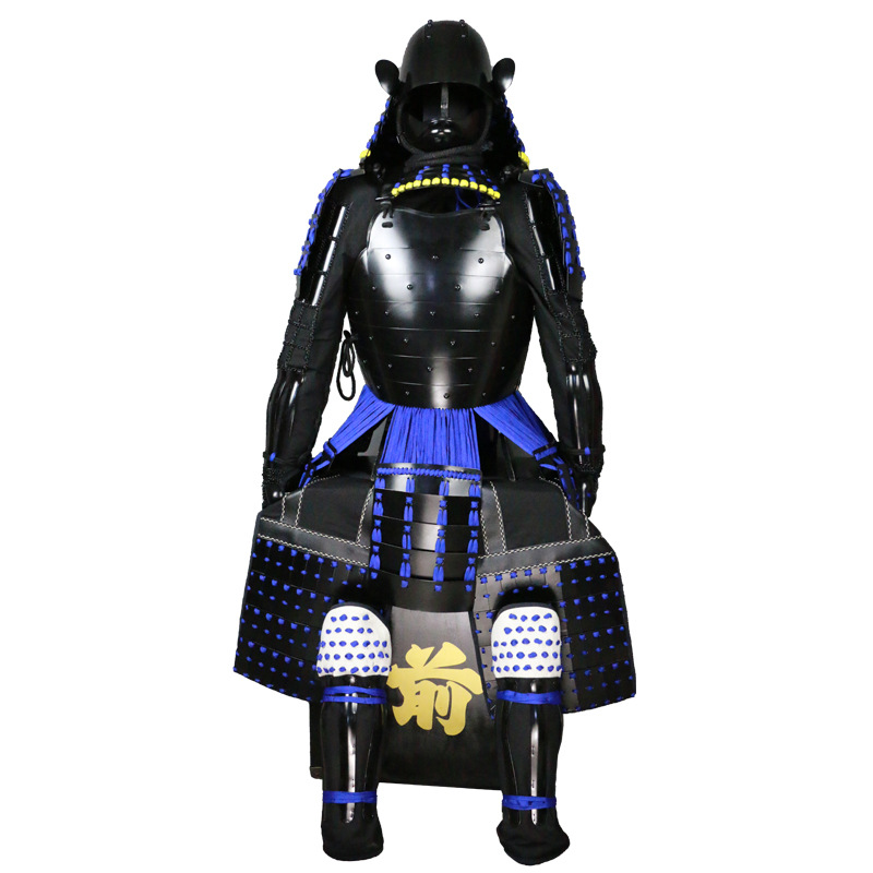 Wearable Japanese Samurai Armor Replica, Iron Construction, Blue-Black Finish, Film and Cosplay Prop - Image 5