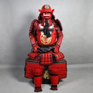 Japanese-Style Mini Samurai Armor Ornament, Handmade Warring States-Inspired Model, Wooden Box Display