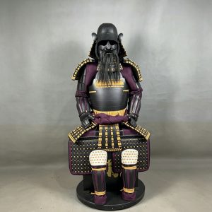 Samurai Armor Replica in Purple and Black, Iron Craft Model for Home and Showroom Display