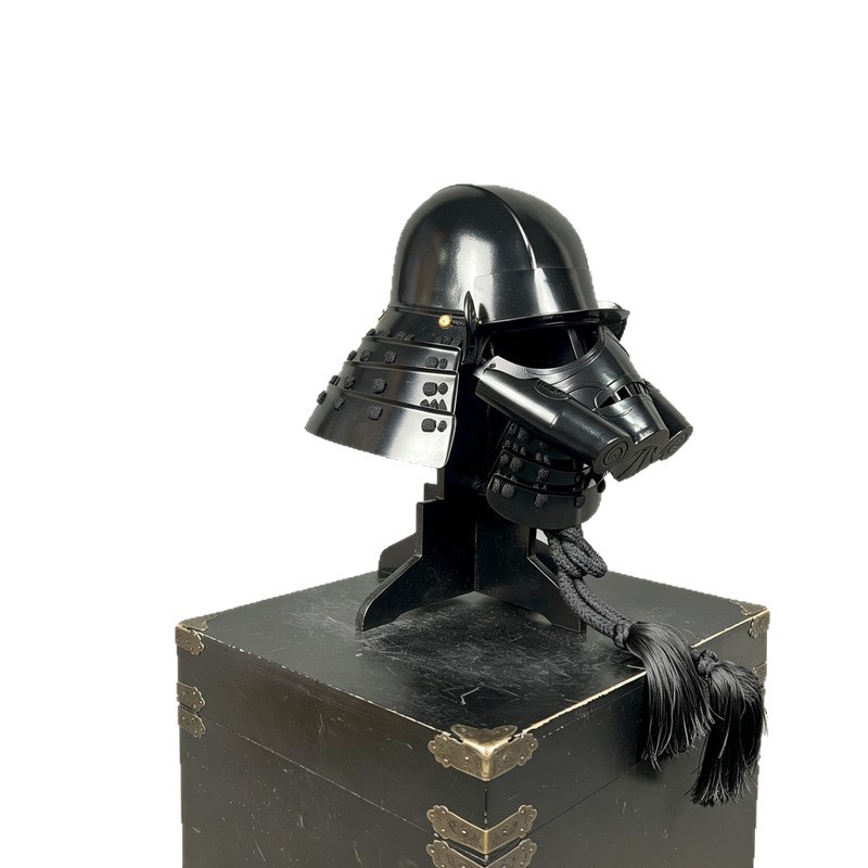 Japanese-style Black Samurai War Helmet Replica, Decorative Collectible Craft Ornament for Exhibition and Display - Image 5