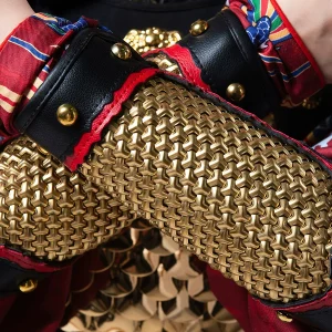 Ming Mountain-Pattern Arm Guards – Gold Chainmail Bracers for Feiyufu & Hanfu