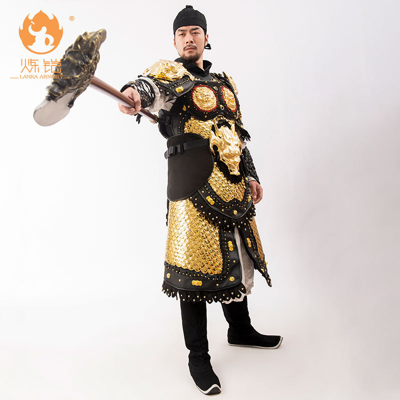 Golden Wave-Patterned Fish Scale Split-Style Armor Set, Film Prop Decoration, General's Armor - Image 3