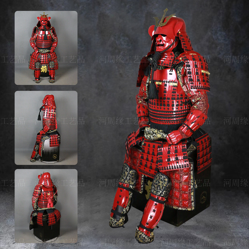 Japanese Sengoku Warrior Full Armor Set, Wearable Japanese-Style Replica, Red Display Armor - Image 3