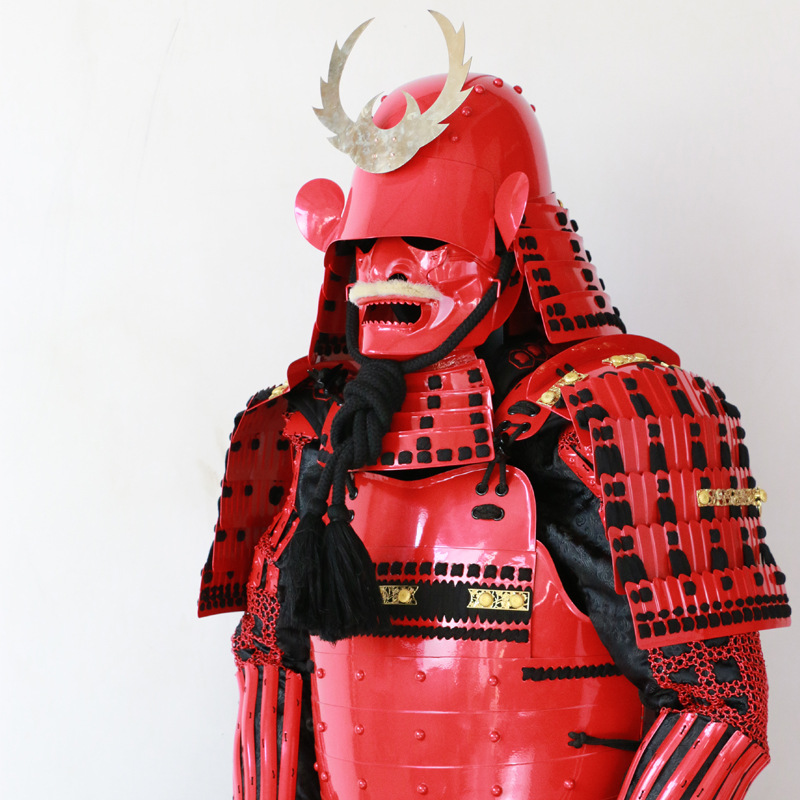 Wearable Japanese Samurai Armor Body Suit, Red Classical Style, Iron Construction, Display Replica - Image 3